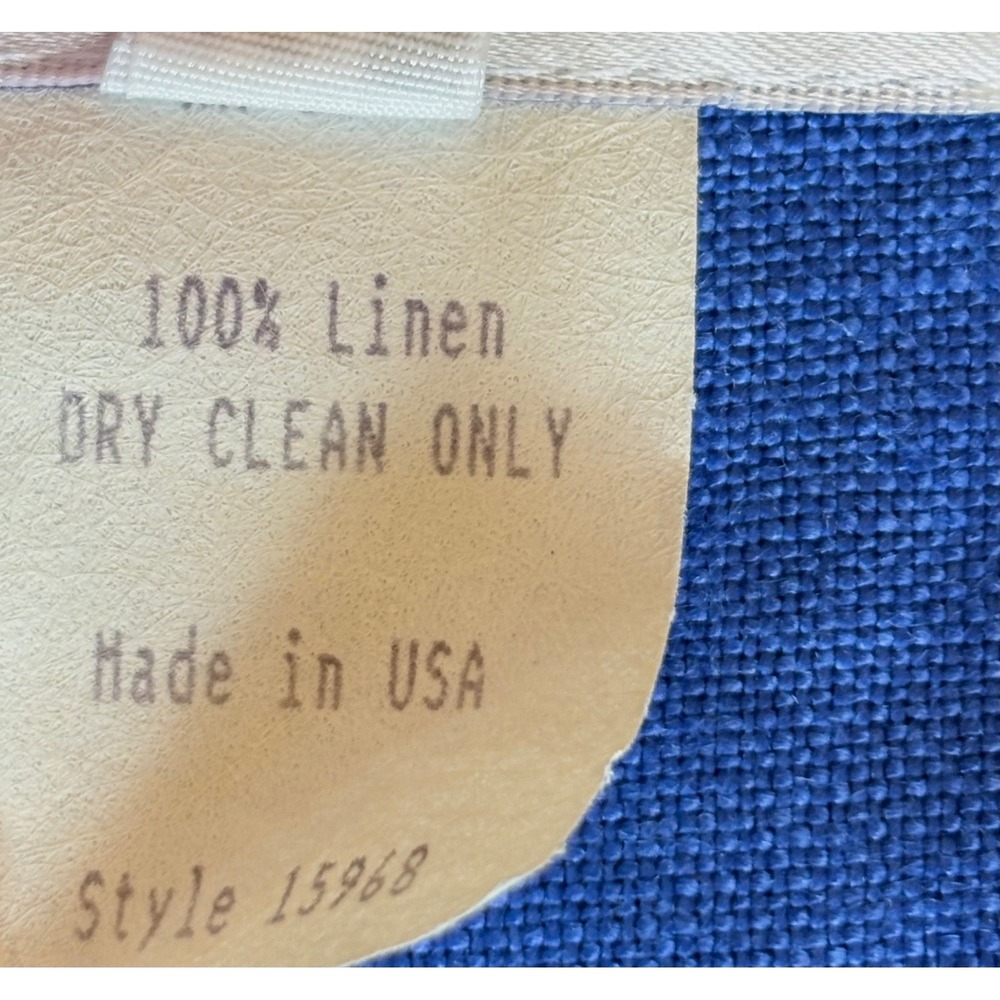 Vintage Althuser Blue 100% Linen Button Front Midi Dress Sheath Made in USA 14 - Picture 8 of 8